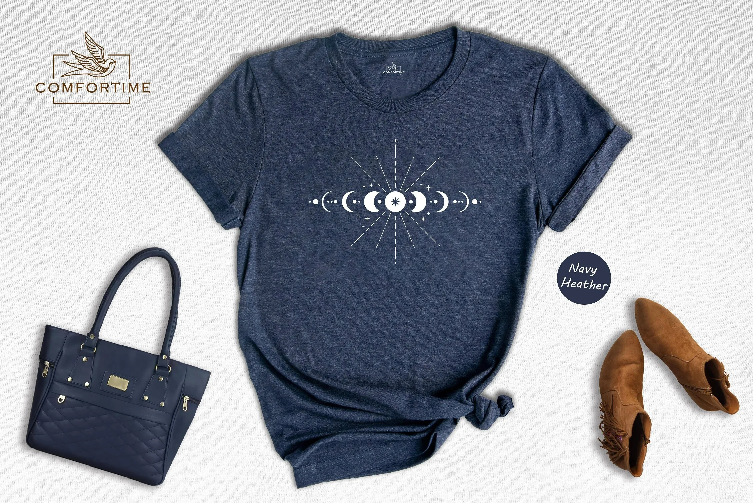 Moon Phase T Shirt Celestial Astrology Goddess Cool Zodiac