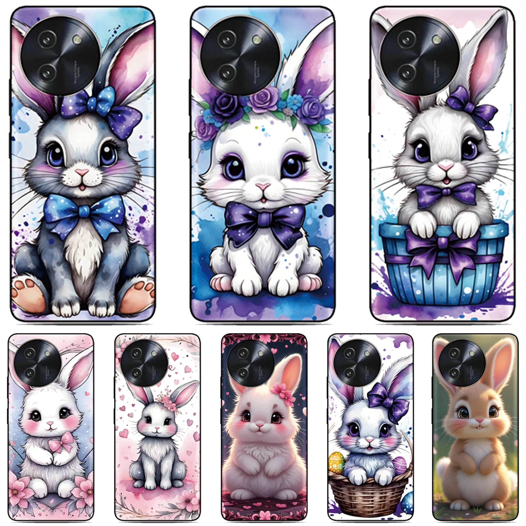 Funda de teléfono con diseño de conejito para Sharp Aquos R10 R9 R8 R8s Pro R2 R3 Air Zero6 Wish 5 4 Sense 10 9 8 6 6s 3 Lite V6 V7 Plus