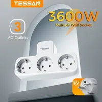 TESSAN Multiple Wall Socket with 3 AC Outlets Charging Ports EU Plug Wall Power Strip with Overload Protection 3fach Stecker Eu