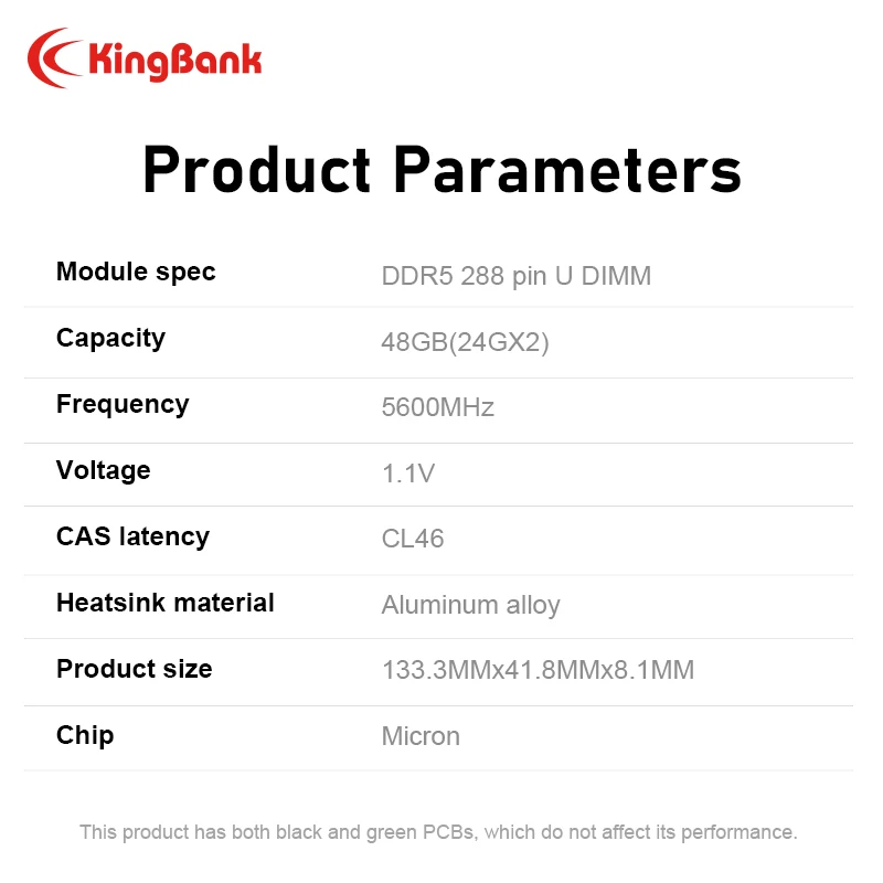 Imagem -06 - Kingbank 24gbx2 Ddr5 5600mhz 48gb 24gb Memória Preto Desktop Memória Strip Micron Chip Partículas Cl46