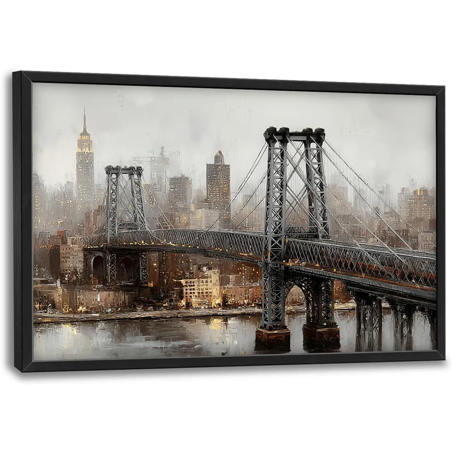 Large New York City Skyline diamond embroidery Manhattan Bridge landscape full diamond painting kit abstract view home decor art