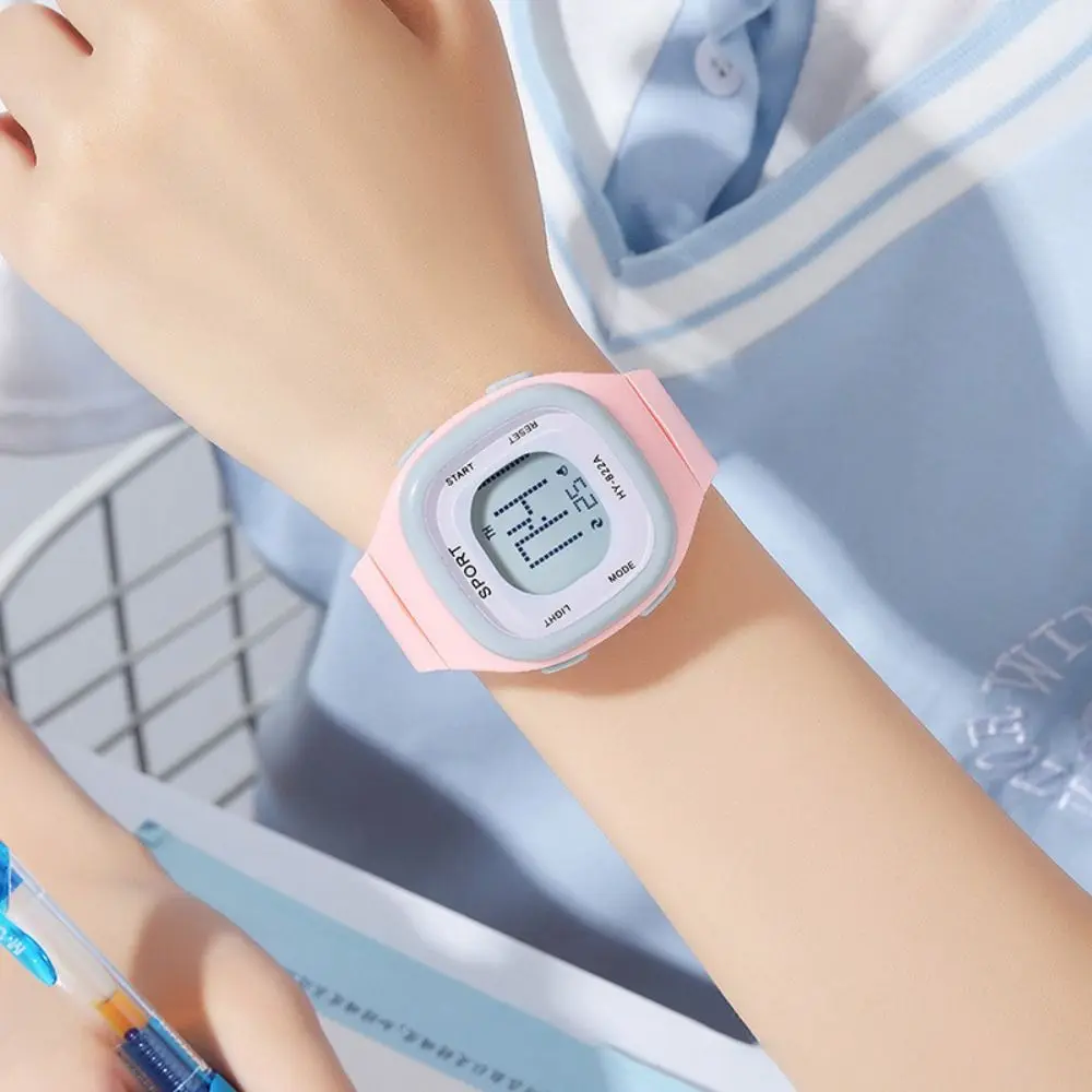 Trendy Timing Digital Watch Easy to Operate Soft Children's Watch Candy Color Lightweight Wrist Watch Students