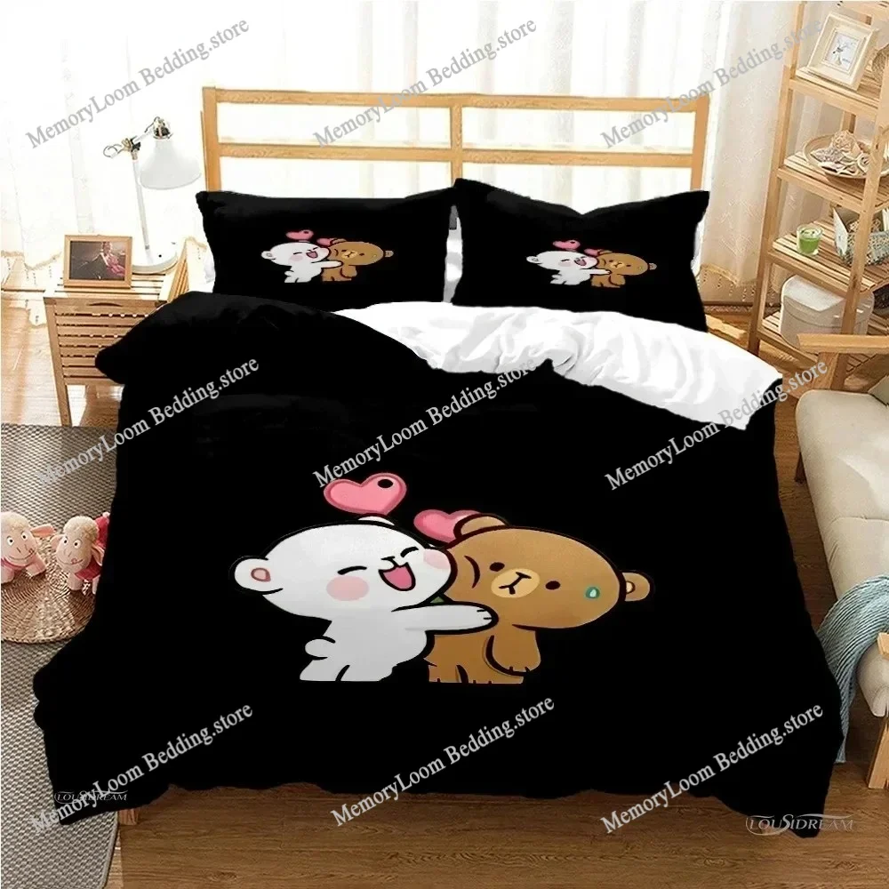 Bubu Dudu Bear Panda Cute Bedding Set Cartoon Anime Adult Kid Bedroom Soft Duvet Cover 3D Print Vibrant Kawaii Anime Cozy Set