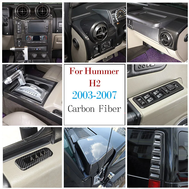 For Hummer H2 2003-2007 ABS Carbon fiber Car Center Control Panel Cover Air Conditioning Outlet Cover Car Interior Accessories