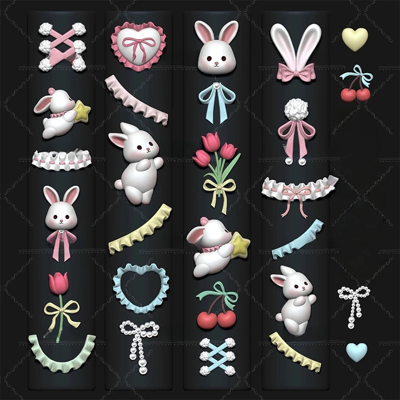 قالب سيليكون ثلاثي الأبعاد على شكل أرنب من الدانتيل لتزيين فن الأظافر - قالب تصميم الأظافر بنفسك #2