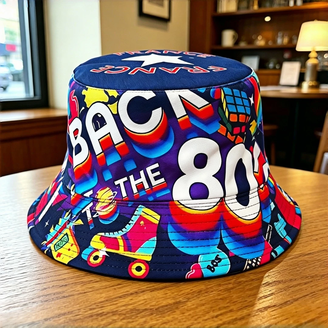 Multi Pattern Bucket Hats USA Flag France Retro 80s 90s Birthday Queen Basketball Print Outdoor Sun Fisherman Cap Men Women Trav
