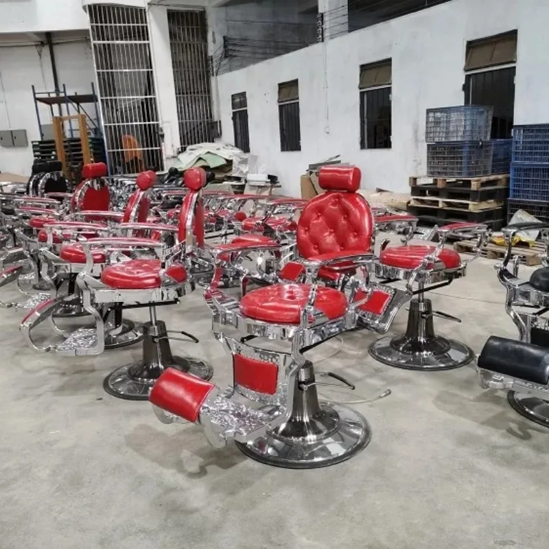 Retro Metal Barber Chairs Salon furniture Reclining Hairdressing Beauty Hair vintage cadeira de barbeiro silla de peluquero