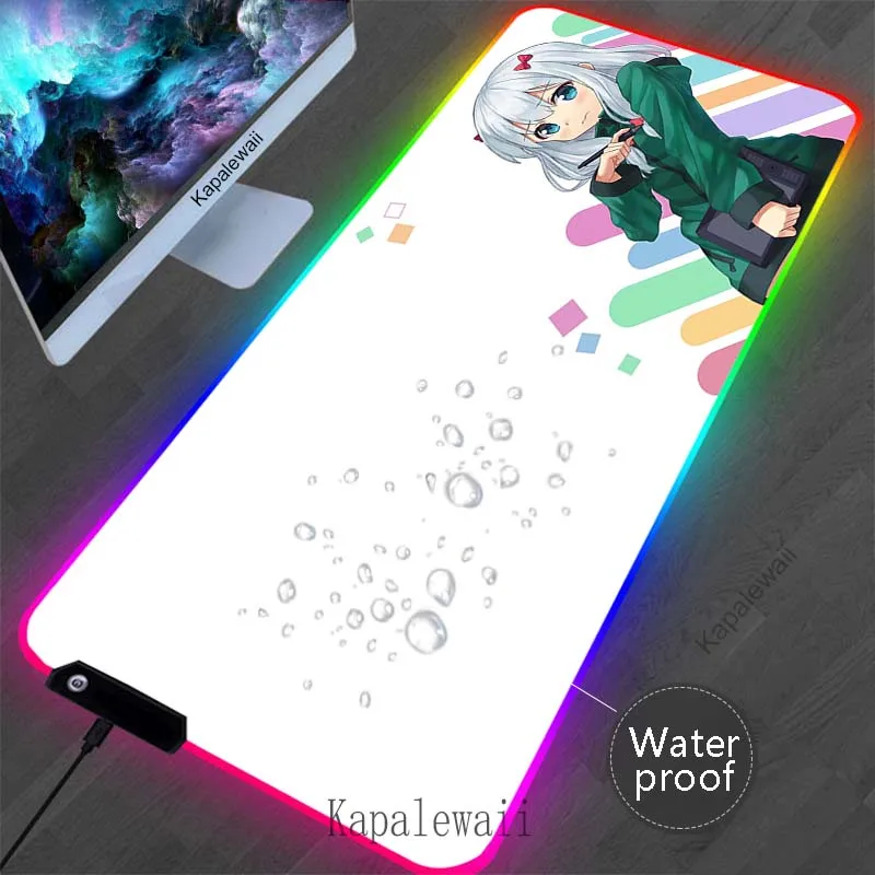 RGB Anime Izumi podkładka pod mysz do gier podświetlana duża podkładka pod mysz Laptop wodoodporna mysz dywan do gry podkładki pod klawiaturę podkład na biurko dla graczy