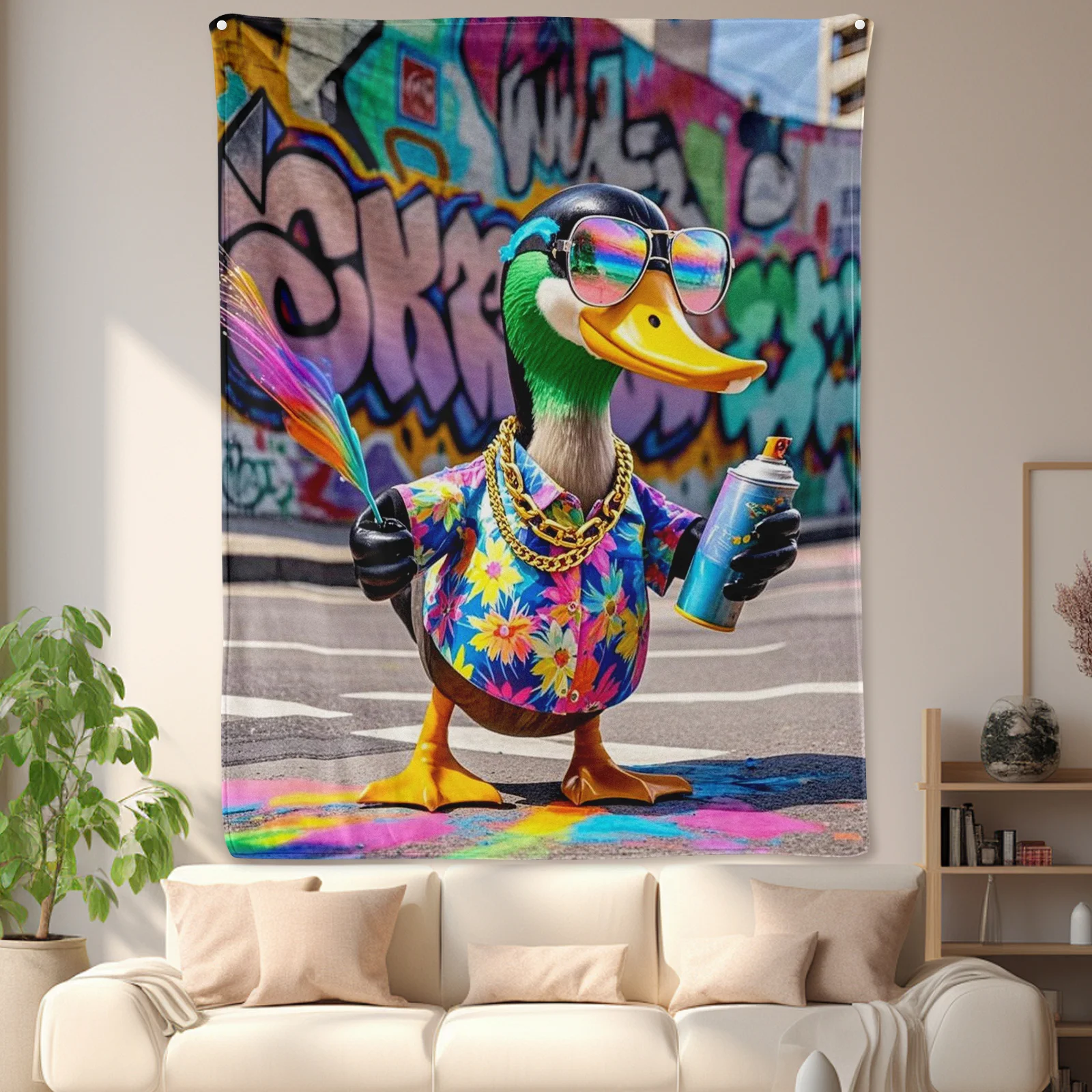 

Graffiti Style Platypus With Sunglasses On Street Blanket For A Quirky And Urban Decor Aesthetic