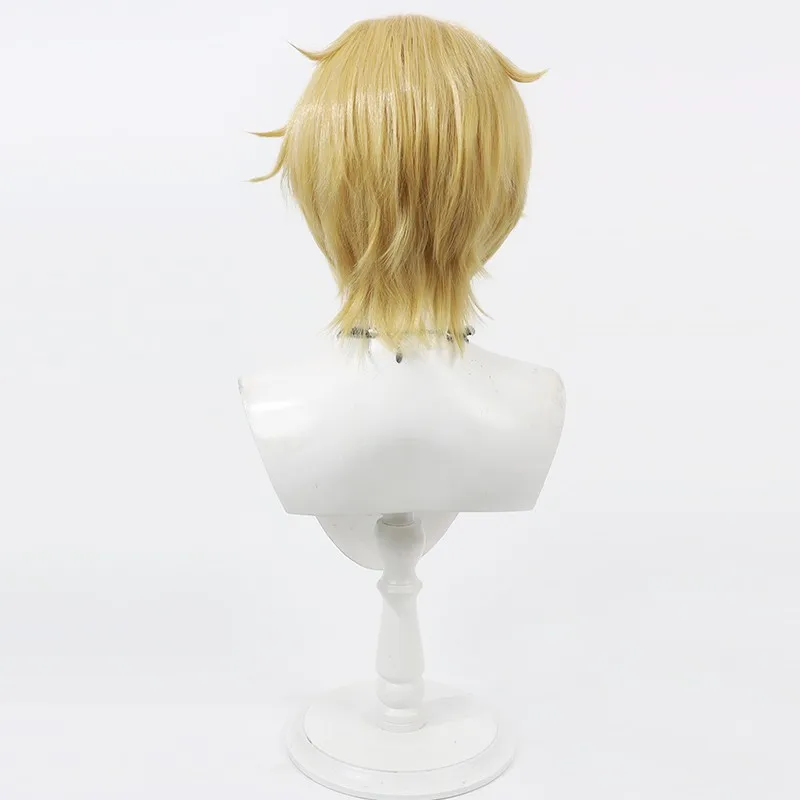 Identidade V Posteiro cosplay peruca amarelo dourado espetado diariamente masculino raízes provocadas presente de Halloween