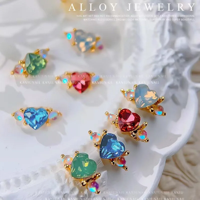 10Pcs Nail Art Ring Shaped Designs Charms Multi-Colors Crystal Rhinestones Sparkle Jewelry Ornaments For Nail Art Supply