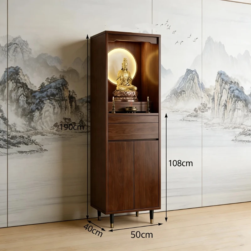 CX Household Guanyin Bodhisattva Offering Cabinet Solid Wood God of Wealth Offering Table with Fruit Offering Pull Board