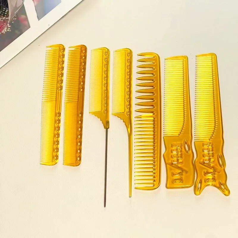 

Amber Yellow Comb With Scale BarberShop Hair Cutting Combs Hairdresser Professional Haircut Hairbrush Hair Salon Styling Tools