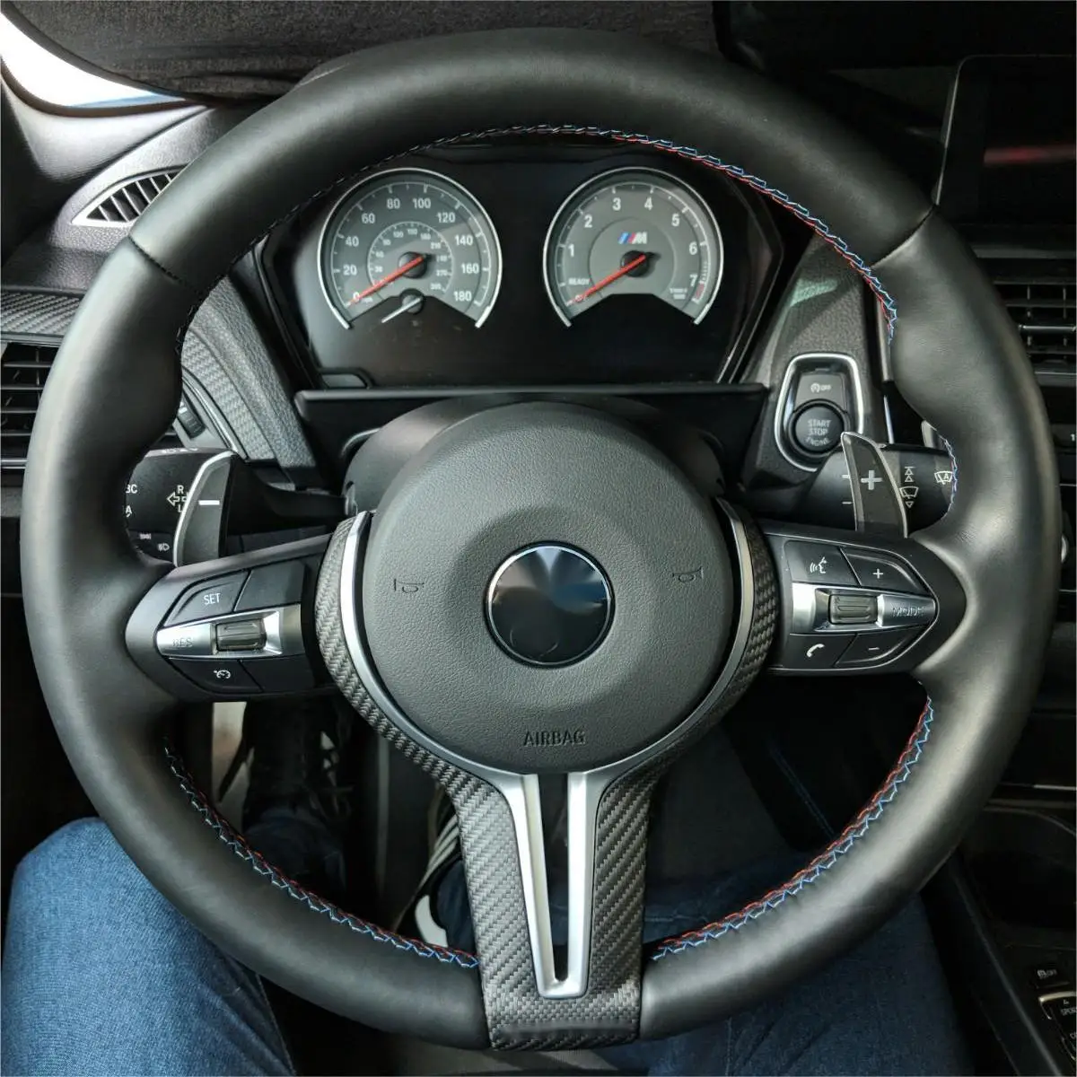 M Sport Dry Matte Carbon Fiber Steering Wheel Trim Cover For BMW F Series F06 F10 F12 F15 F20 F30 F80 F82 F85 F90 M2 M3 M4 M5