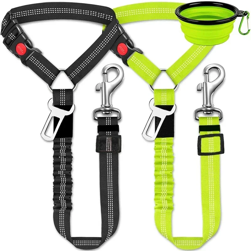 3pcs/set Heavy-Duty Adjustable Dog Car Seat Belt Set - Elastic, Durable, and Easy-to-Use Pet Restraint System for Vehicle Headre