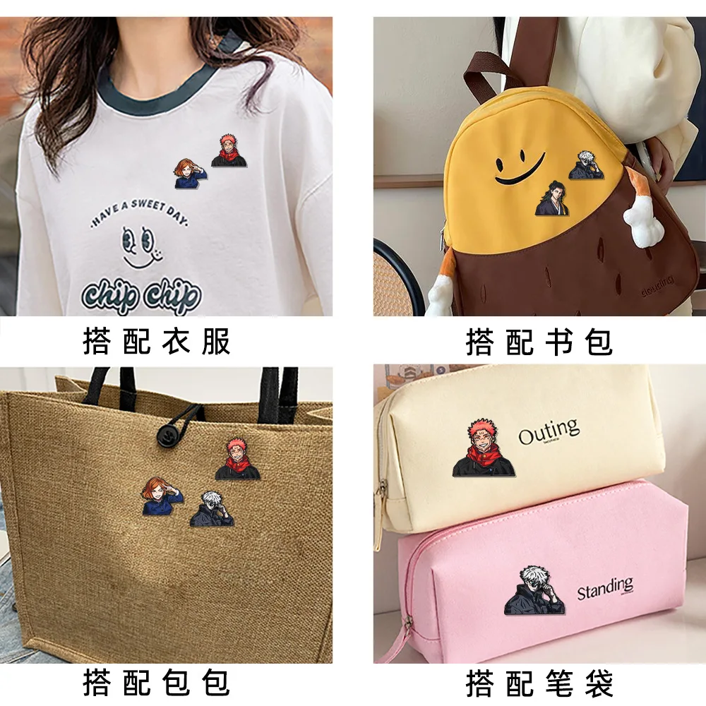 4pcs Creative Anime Jujutsu Brooch Cute Gojo Satoru Itadori Yuji lapel badge backpack shirt clothes Jewelry Accessories Gifts view 4