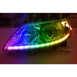 Fire Ghost White LED Headlight Strip Flowing Yellow Turn Signal Light Flexible Angel Eye Switchback LED Knight Rider Light