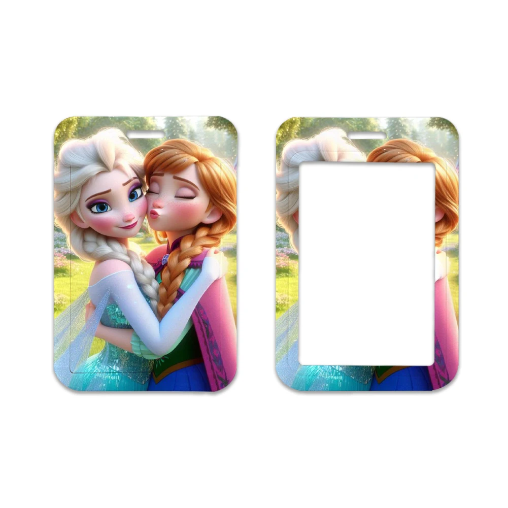 Portatarjetas de Frozen de princesa Elsa para estudiantes, llavero de autobús de dibujos animados, portatarjetas de Campus, portatarjetas de identificación de trabajo, tarjeta de comida dura de fábrica