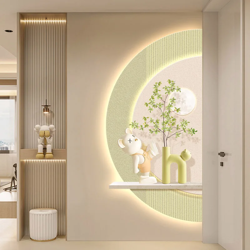Pintura de luz LED semi-círculo de parede de fundo de corredor - luz mural de árvore fresca com ambiente sofisticado