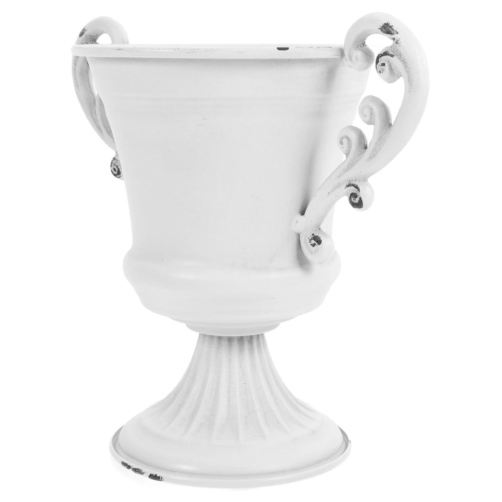 

Retro Vase Unique Trophy Shaped Decorative Iron Flowerpot Centerpieces Modern Large Urn Planter Outdoor Patios
