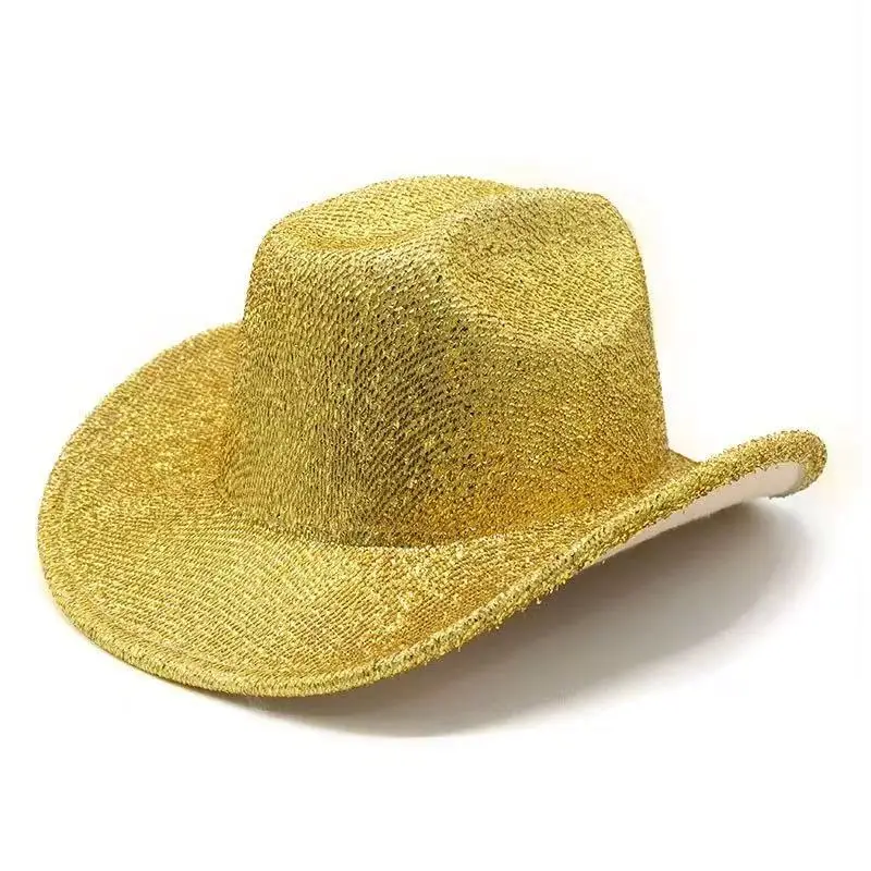 Hongluan glitter traje chapéu adulto & cowboy chapéus strass para mulher, cowboy cosplay acessórios femininos & cowgirl boné