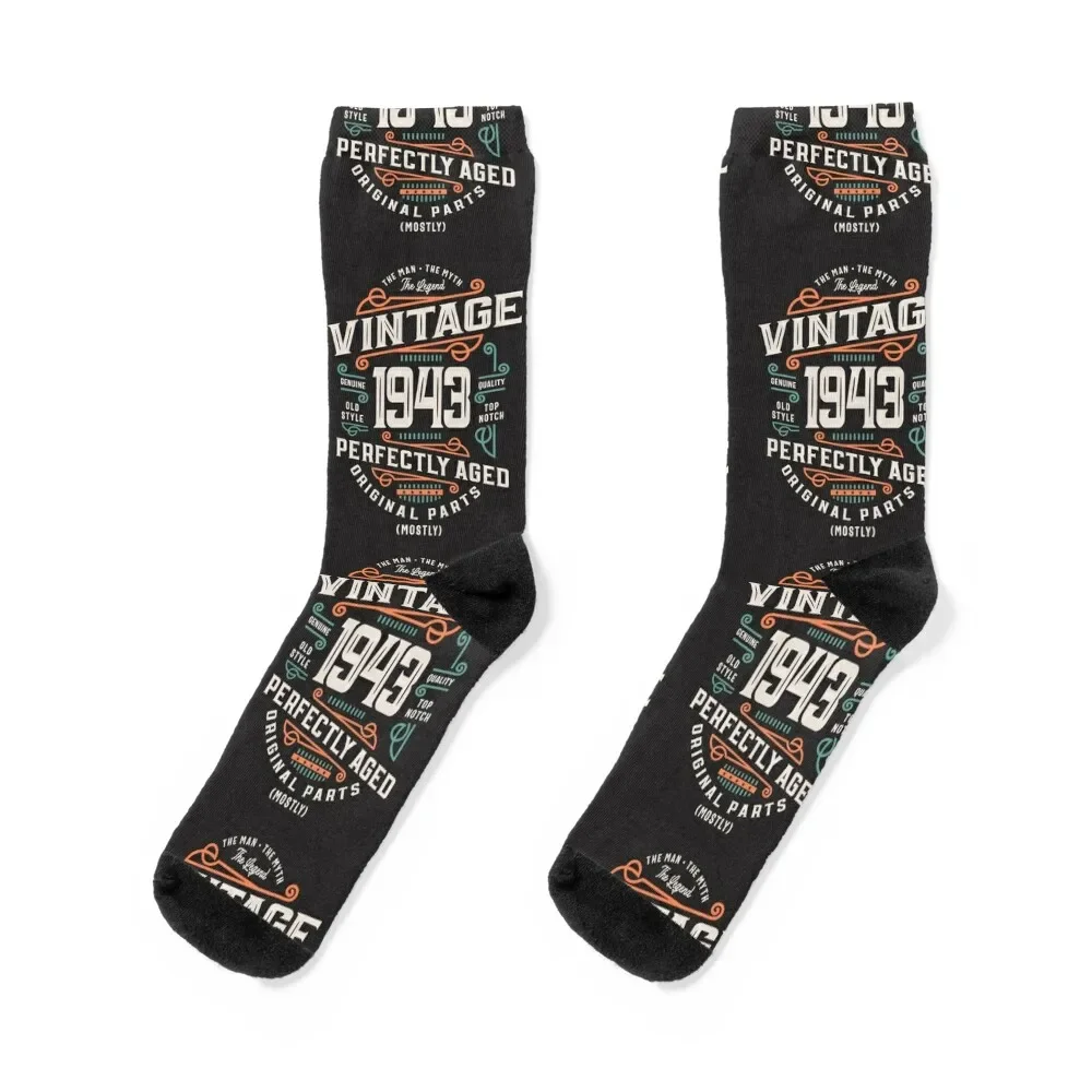 

Mens 80 Years Old Vintage 1943 Man Myth Legend 80th Birthday Socks Climbing sport Boy Child Socks Women's