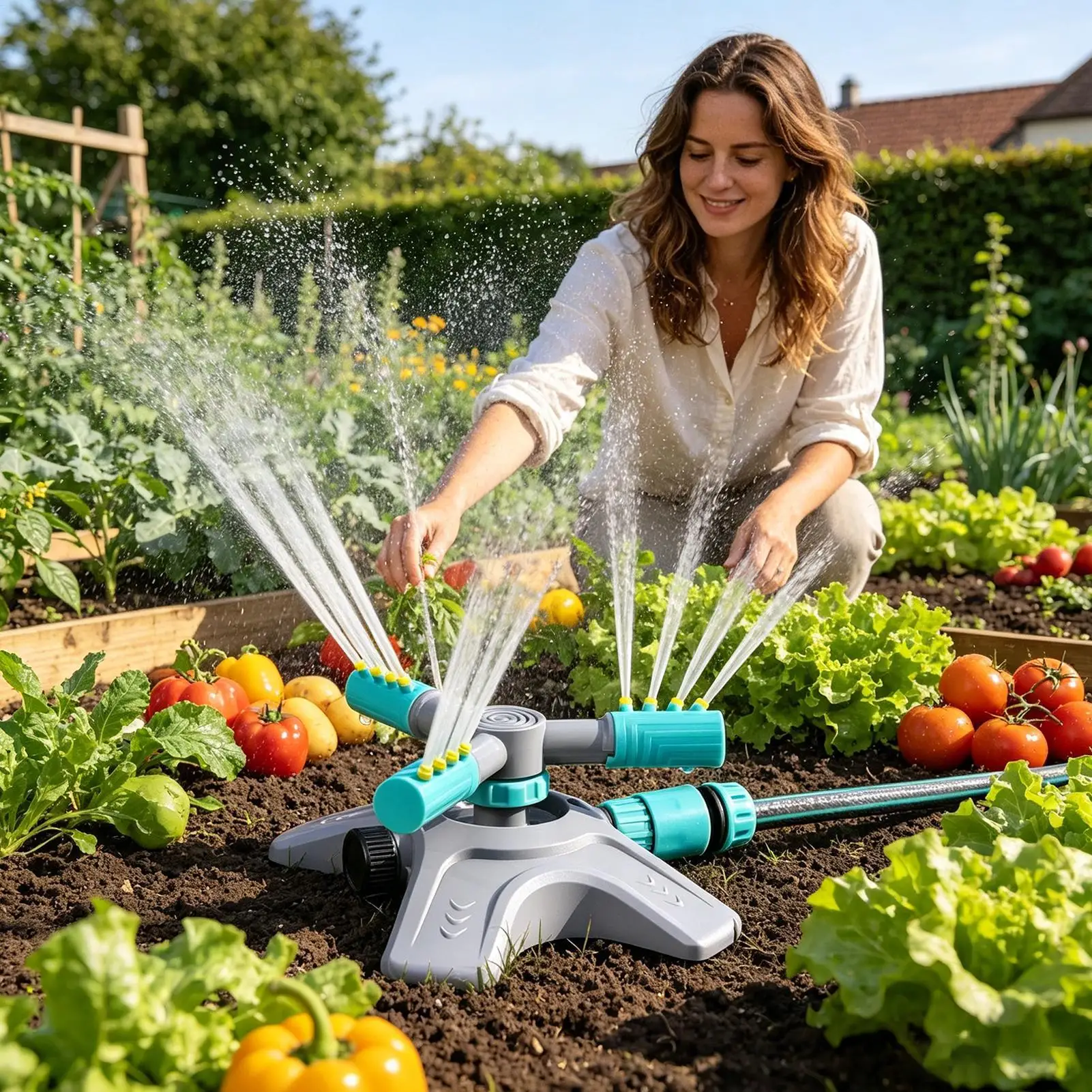 Lawn Sprinkler 360 Degree Bidirectional Rotating Adjustable Irrigation Sprayer Grass Watering Sprinkler for Backyard Patio Park