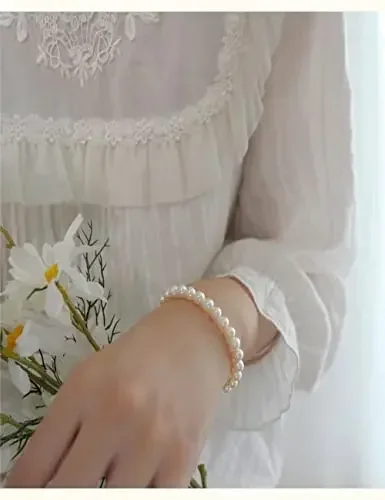 2025 كلاسيكي الأبيض البلاستيك مطاطا مطرز سوار الراتنج فو اللؤلؤ سوار للنساء الصيف حفلة موسيقية مجوهرات هدية