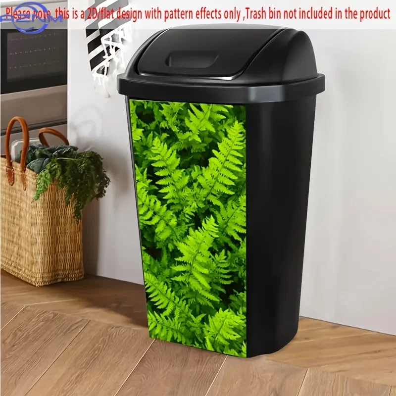 1pc Lush Green Ferns Sticker, 37.01 x 81.99 cm, Nature-Inspired Waterproof Decal for Trash Cans, Walls, and Kitchen Decor - Vi