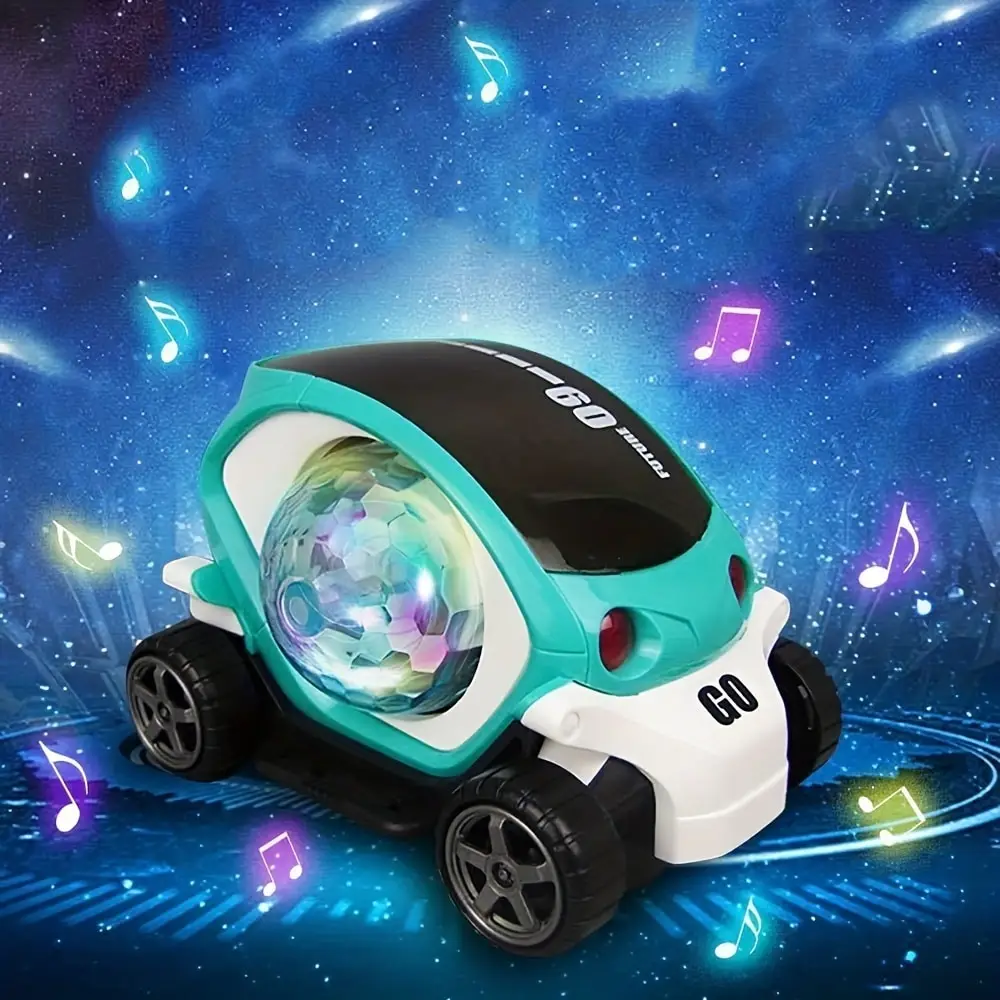 3D rotating luminous music car, automatic special music light toy car. Electric universal rotating colorful musical car, childre