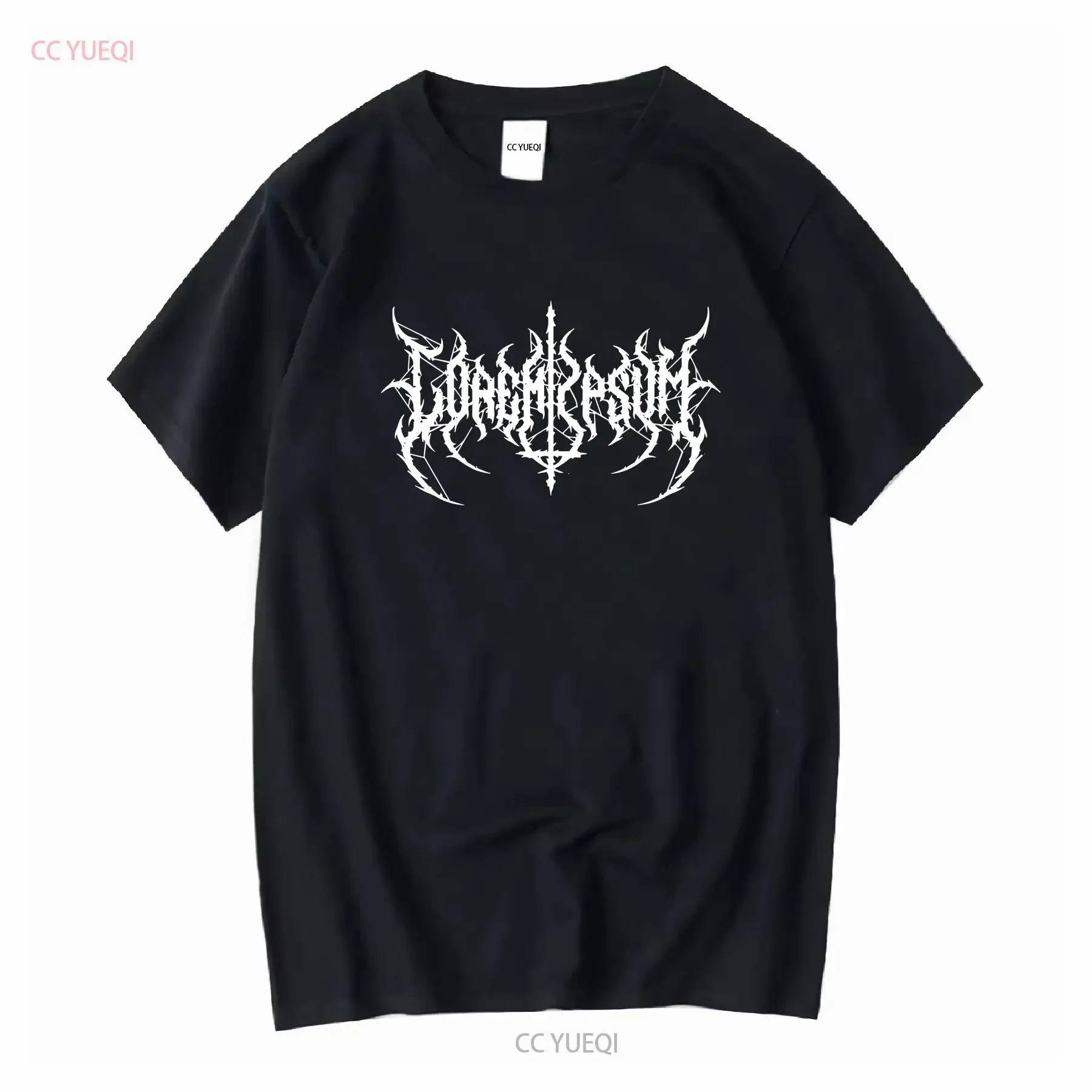 Lorem Ipsum Metal Band Font Logo T Shirt For Designers And Metalh long sleeves vintage Washed graphic Stylish Slightly