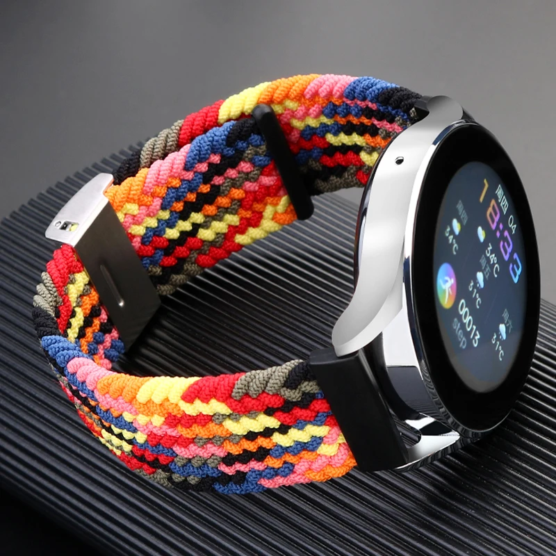 22mm 20mm Nylon Loop Strap for Huawei Watch 3/4/GT GT2 GT3 Pro 46mm 42mm Elastic Braided Bracelet for Samsung Galaxy Watch Band