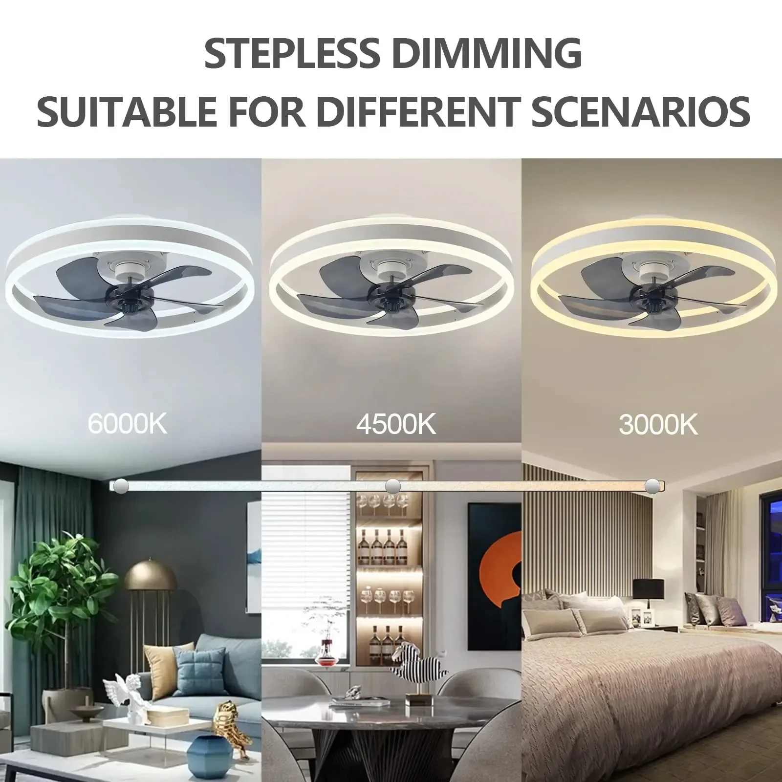 55/60W Ceiling Fans Lamp Smart Silent Fans 85-265V Electric Lamp 6 Wind Speed APP Remote Control Ceiling Fan for Home Bedroom