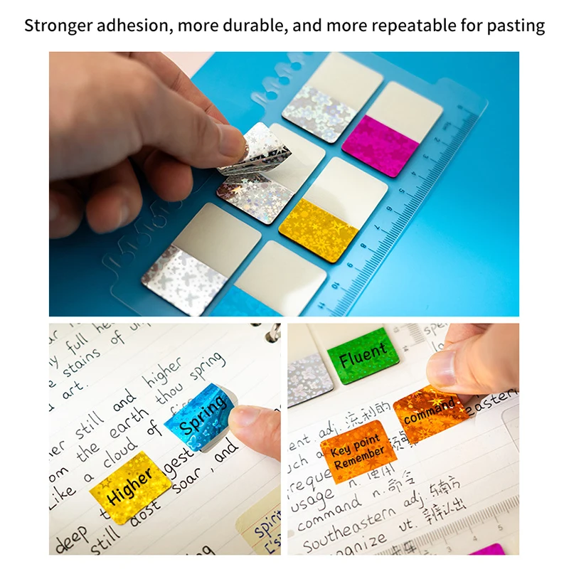 120/200Pcs Shining Sticky Index Tabs Notes Memoranda Notebook Page Markers Classify Sticker Office School Stationery Supplies
