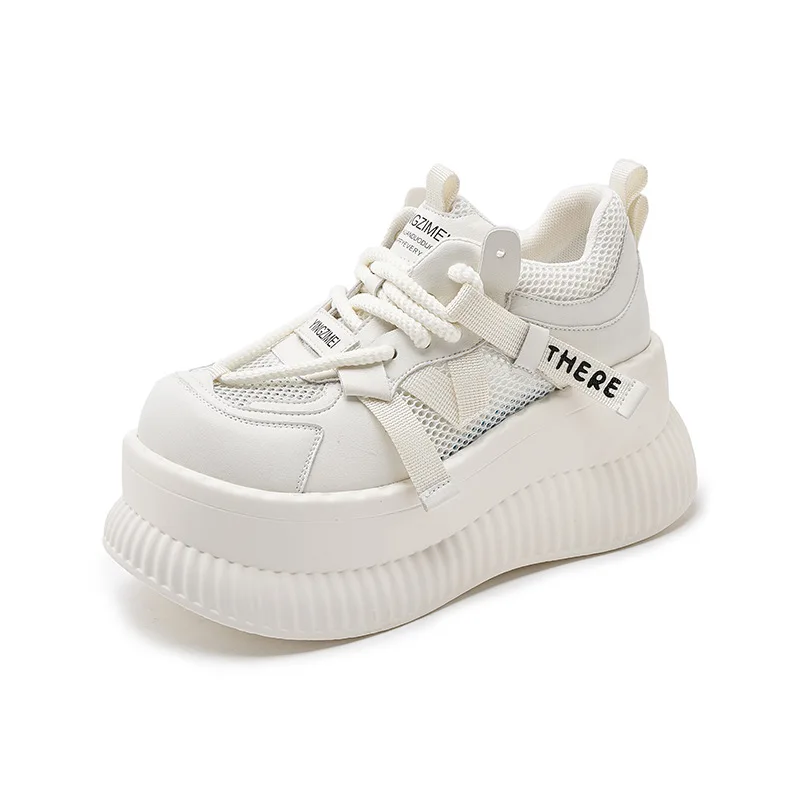 

Women's 2025 Spring and Summer New Muffin Heightening Breathable Mesh Fashionable Versatile Casual Platform Dad Shoes