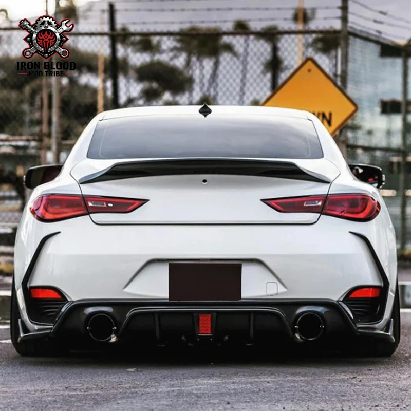 Suitable for Infiniti Q60S carbon fiber diffuser 2017-2022 rear bumper lip with corner guards