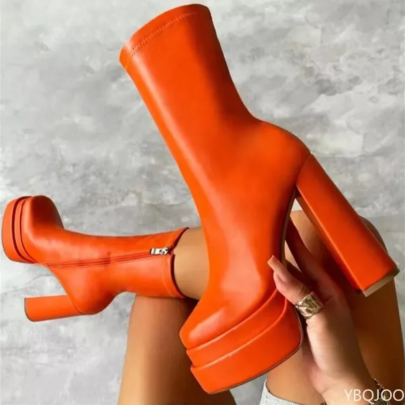 

Женская обувь Новые модные ботинки на платформе Женские роскошные женские кожаные ботинки высокого качества Дизайнерские женские ботинки на очень высоком каблуке