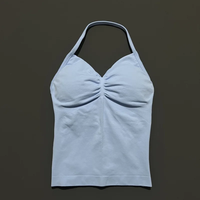 HISTELLO Halter-Yoga-Tanktop für Damen, sexy, mit Trägern, rückenfrei, schmale Passform, gepolstert, atmungsaktiv, für Fitness, Laufen, Workout, Sport-Tops – Detail 15