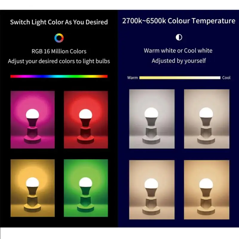 CoRui 15W Tuya Smart LED E26/E27/B22 RGBW Bluetooth Smart Light WIFI Bulb AC85-265V Changing Lampada RGB+CCT Decor For Home