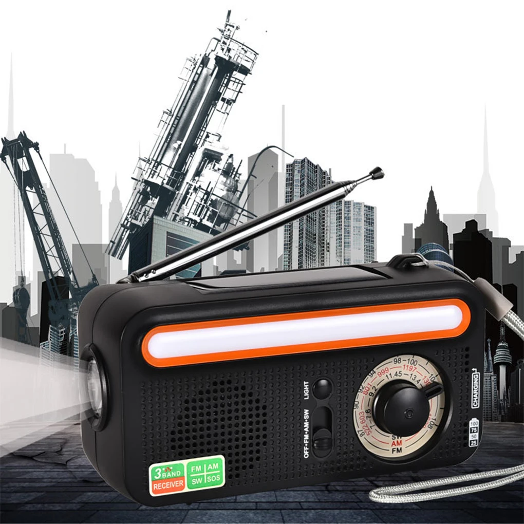 Solar Power Hand Crank Emergency Rechargeable AM FM SW Radio With 2000mAh Power Bank Flashlight Reading Lamp SOS Alarm