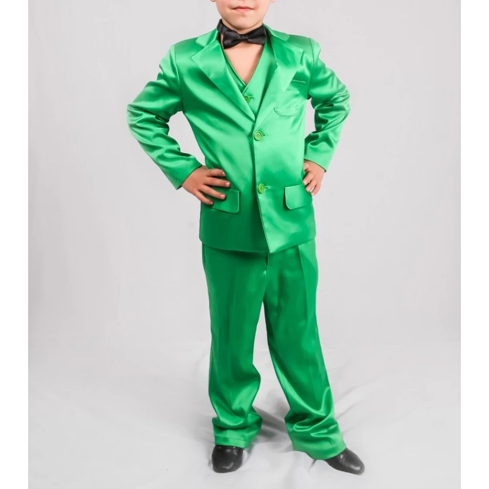 

Новые модные атласные детские костюмы для выпускного вечера, свадьбы, смокинги, шикарные однобортные однобортные повседневные повседневные детские костюмы из трех предметов с лацканами