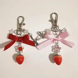 Handmade NANA Inspired Keychain Strawberry Lolita Bow Keychain