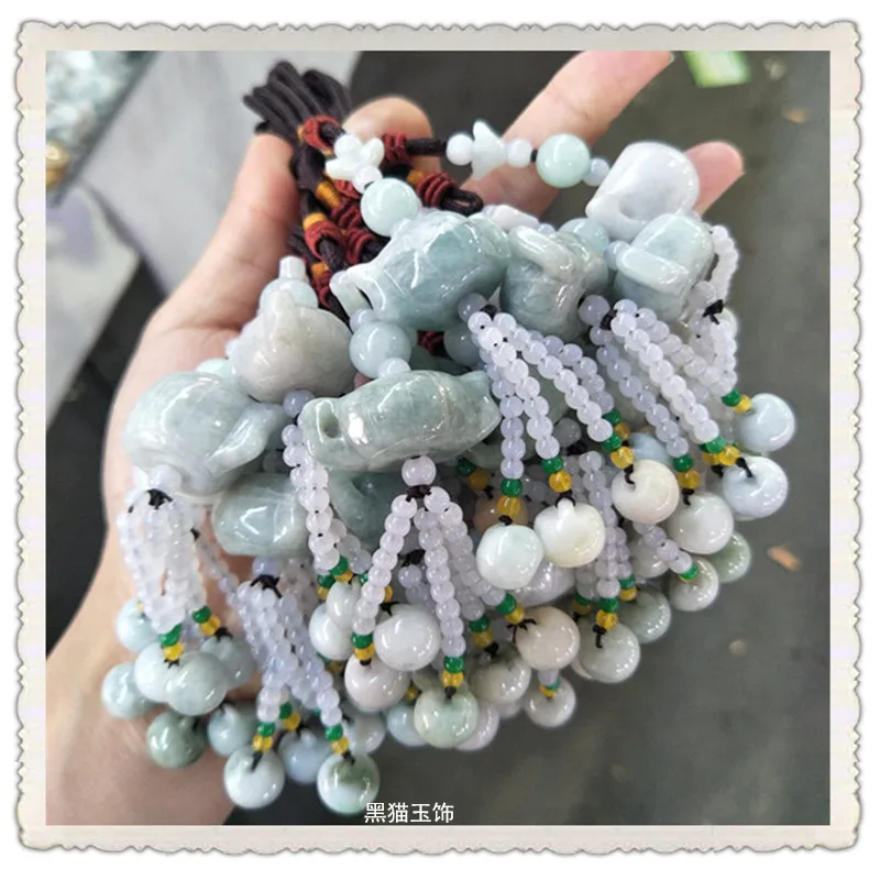 Fake Jadeite Pumpkin Car Hanging Wholesale Ice Glutinous Jade Three Colors Ball Type Car Accessories Ornaments Sales