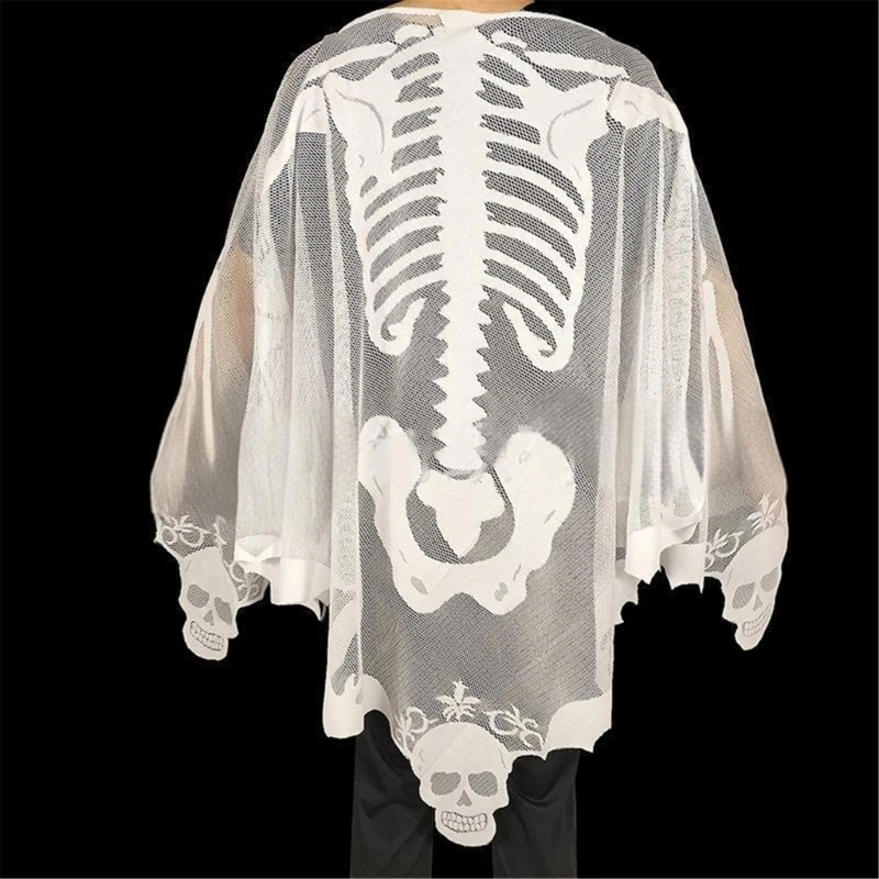 Halloween Party Long Shawl Proms Shawl Cobweb Skeleton Shawl for Party for Women and Girls in Theme Proms Costume