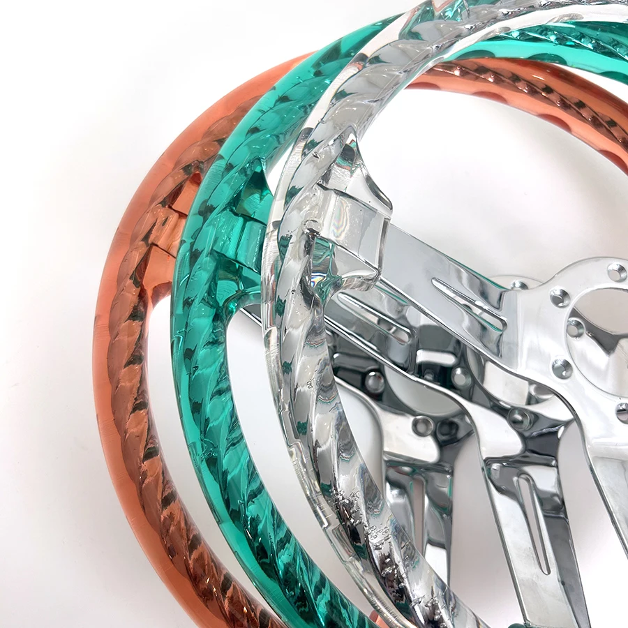 350mm Hitman Twist Crystal Acrylic Steering Wheel Clear