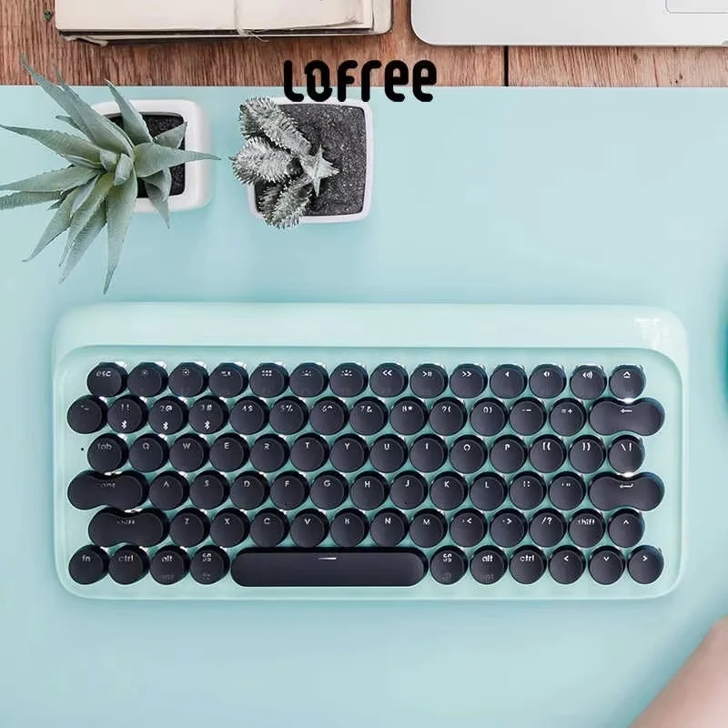 

Lofree Rofil Polka Dot Mechanical Keyboard Bluetooth Wireless Blue Axis High Capacity Long Life Girls Office Laptop Tablet Ipad