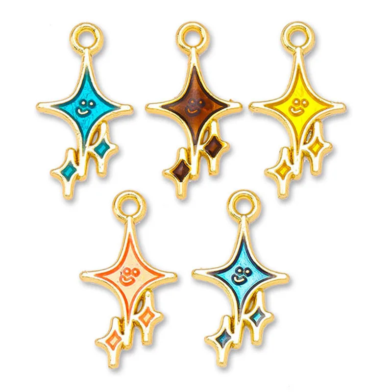 20 pcs/lot Fashion Gold Star Alloy Enamel Pendant Accessories Charms for Women, Earrings/Necklace Handmade DIY Jewelry