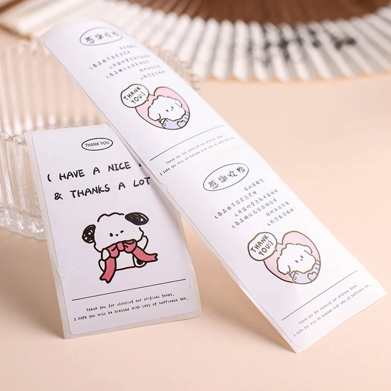 200pcs/roll Thank You Stickers for Business Commodity Cute Kawaii Packaging Decoration Sealing Sticker Anime DIY Gift Label Note
