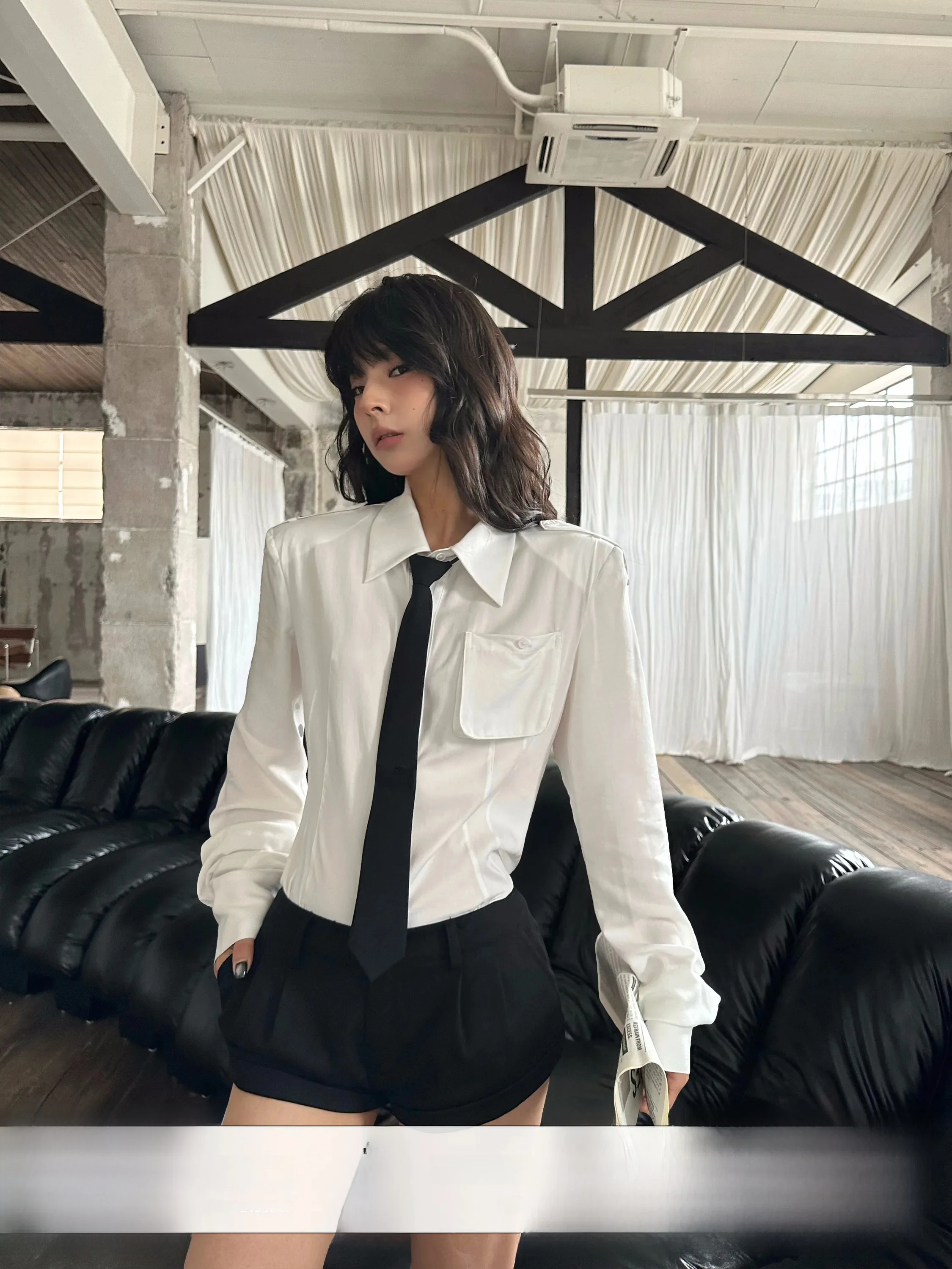 black-narrow-necktie-with-embroidered-letter-for-shirt-matching-accessory-retro-college-style-korean-version-for-various-occa