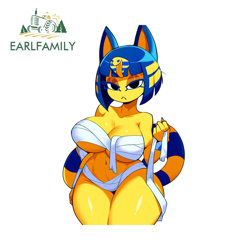 EARLFAMILY 13 см x 8,9 см Дамский аниме Кот наклейки NSFW Женский Пушистый аксессуар для автомобиля бандаж наклейка